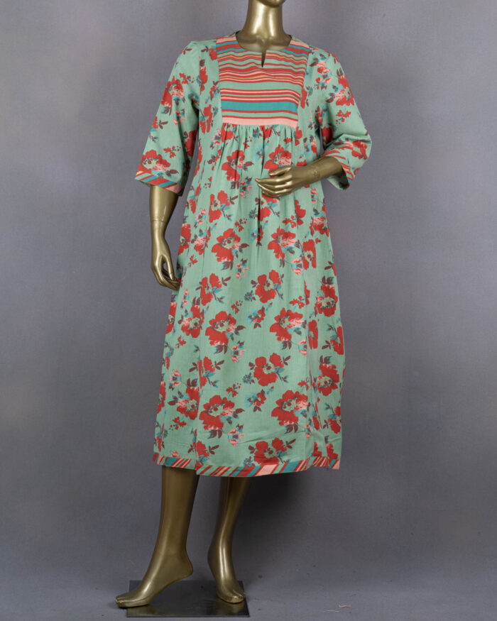 Pleated Kurta | Green | AB0004
