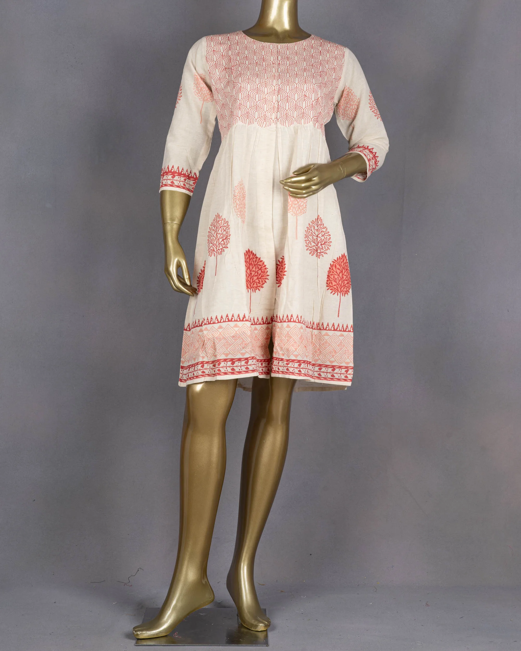 Ethnic Pure Cotton Kurti/Dress | Cream | DD0023