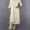 Ethnic Mirror Embroidered Front Slit Salwar Suits | Cream | QB0001