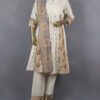 Ethnic Schffli Patterned Salwar Suits | Cream & Grey | QB0002