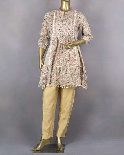 Beautiful Ethnic Short Kurta / Tunic | Grey | QB0003