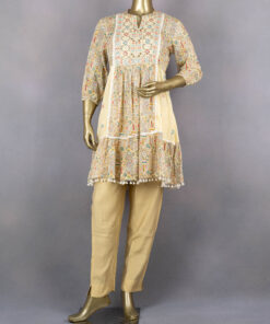 Beautiful Ethnic Short Kurta / Tunic | Yellow | QB0003