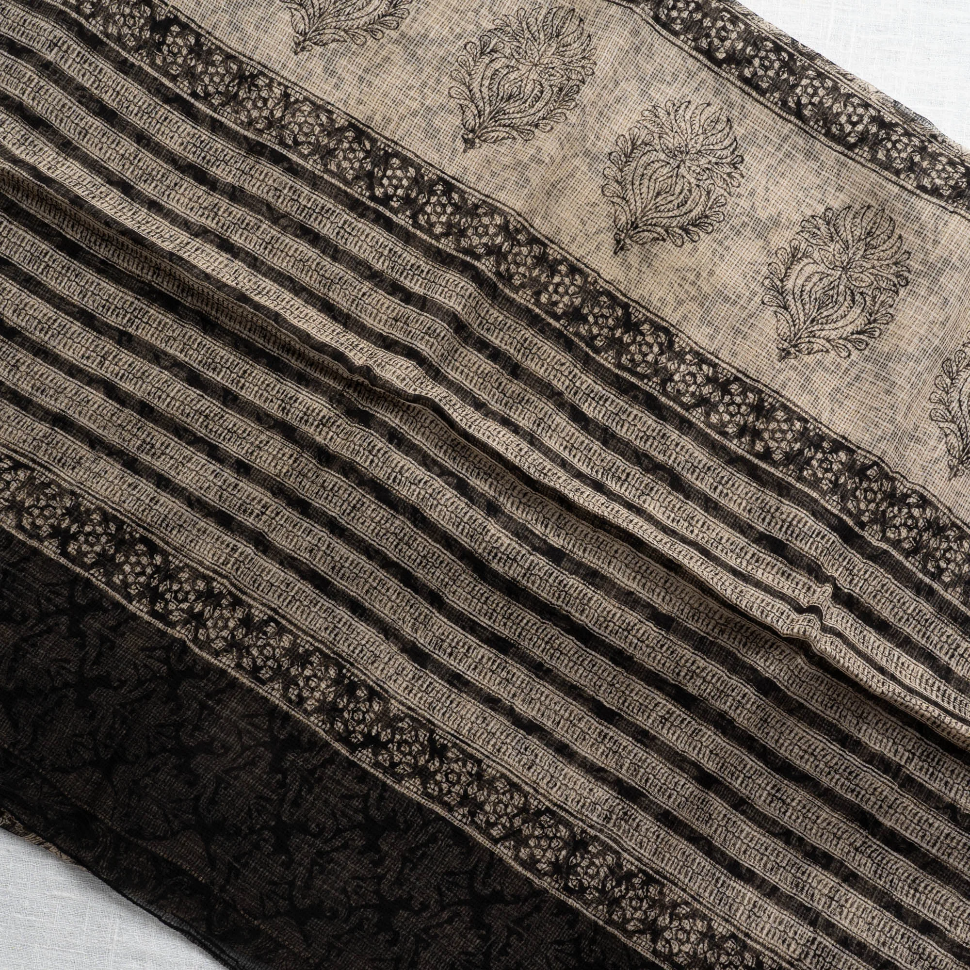 Kota Saree With Organic Handblock Prints | Black | LC0003 - Image 3
