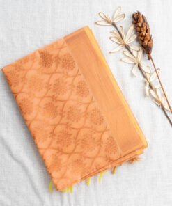 Beautiful Silk Cotton Saree | Peach | LX0009