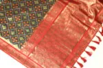 Beautiful Patola Silk Saree | Green & Red | OW0006 - Image 3