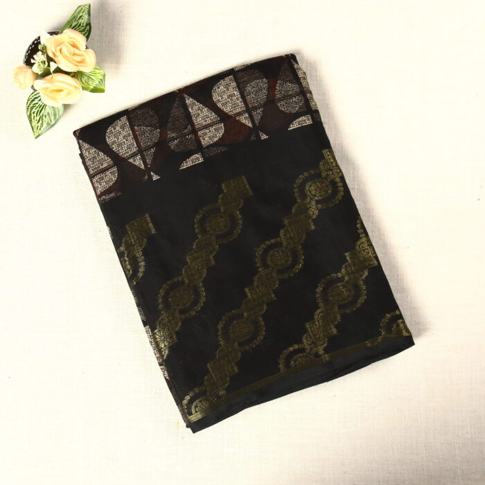 Designer Soft Cotton Saree - Black