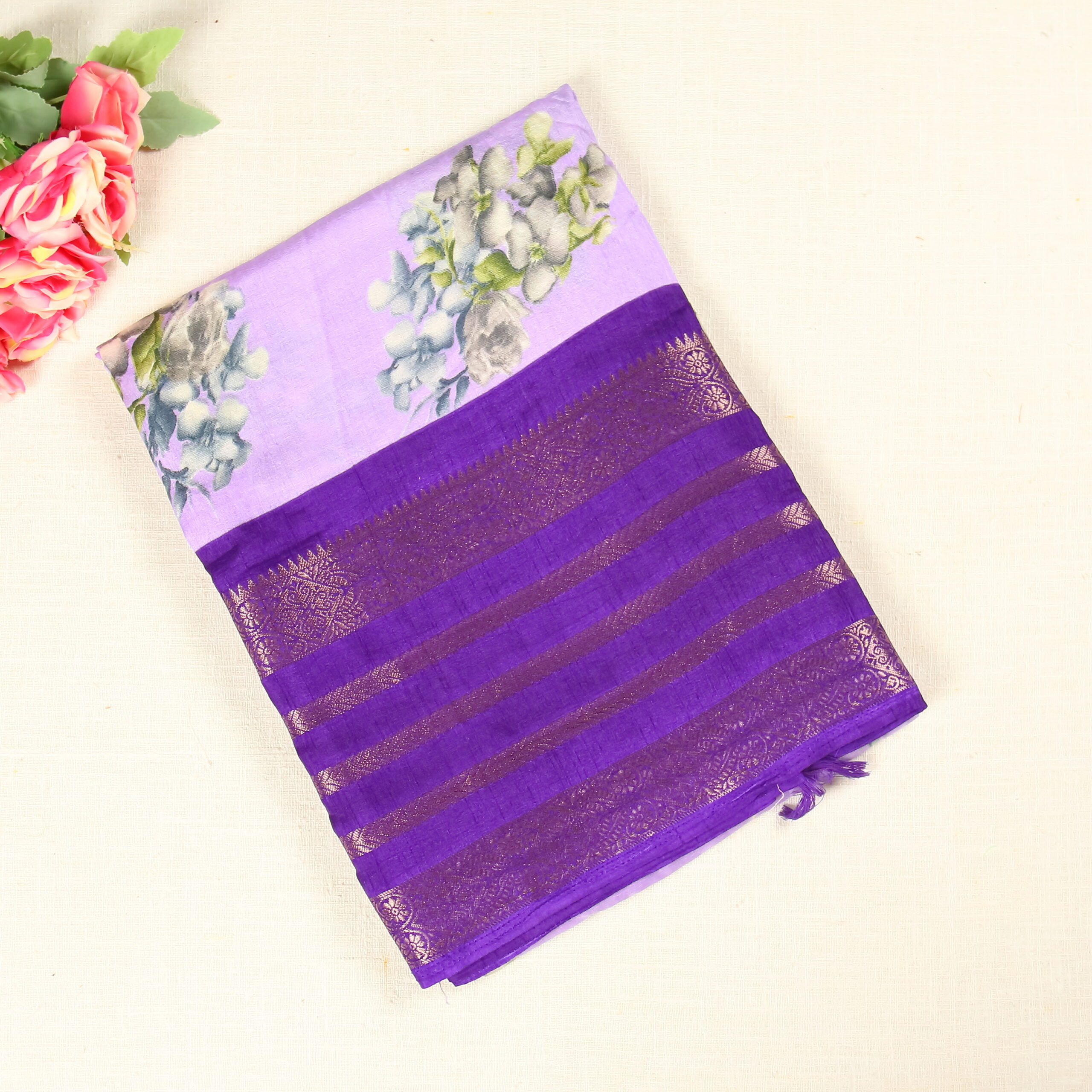 Beautiful Dola Silk Saree | Lavender | OW0017
