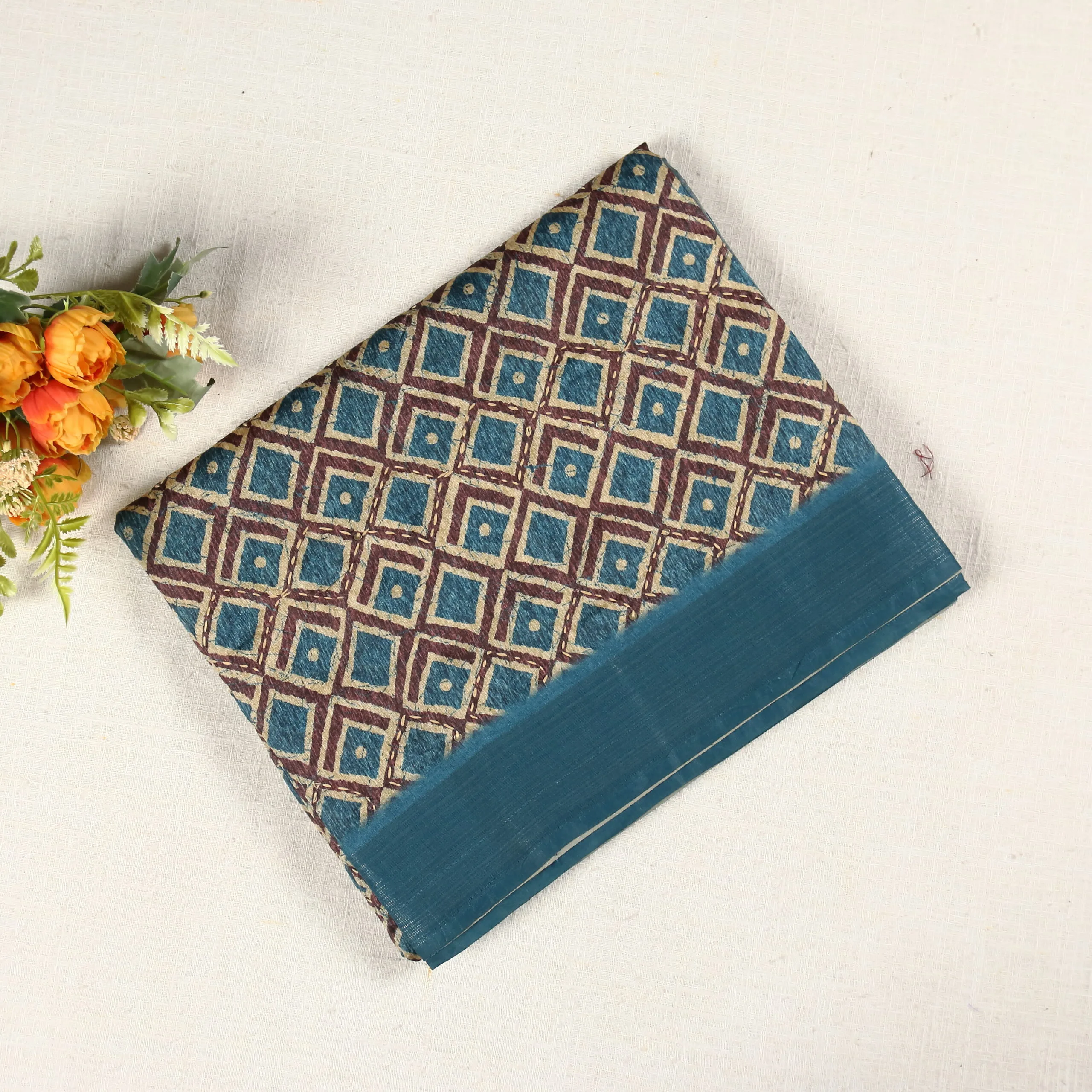 Chanderi Cotton Saree | Blue | OW0013