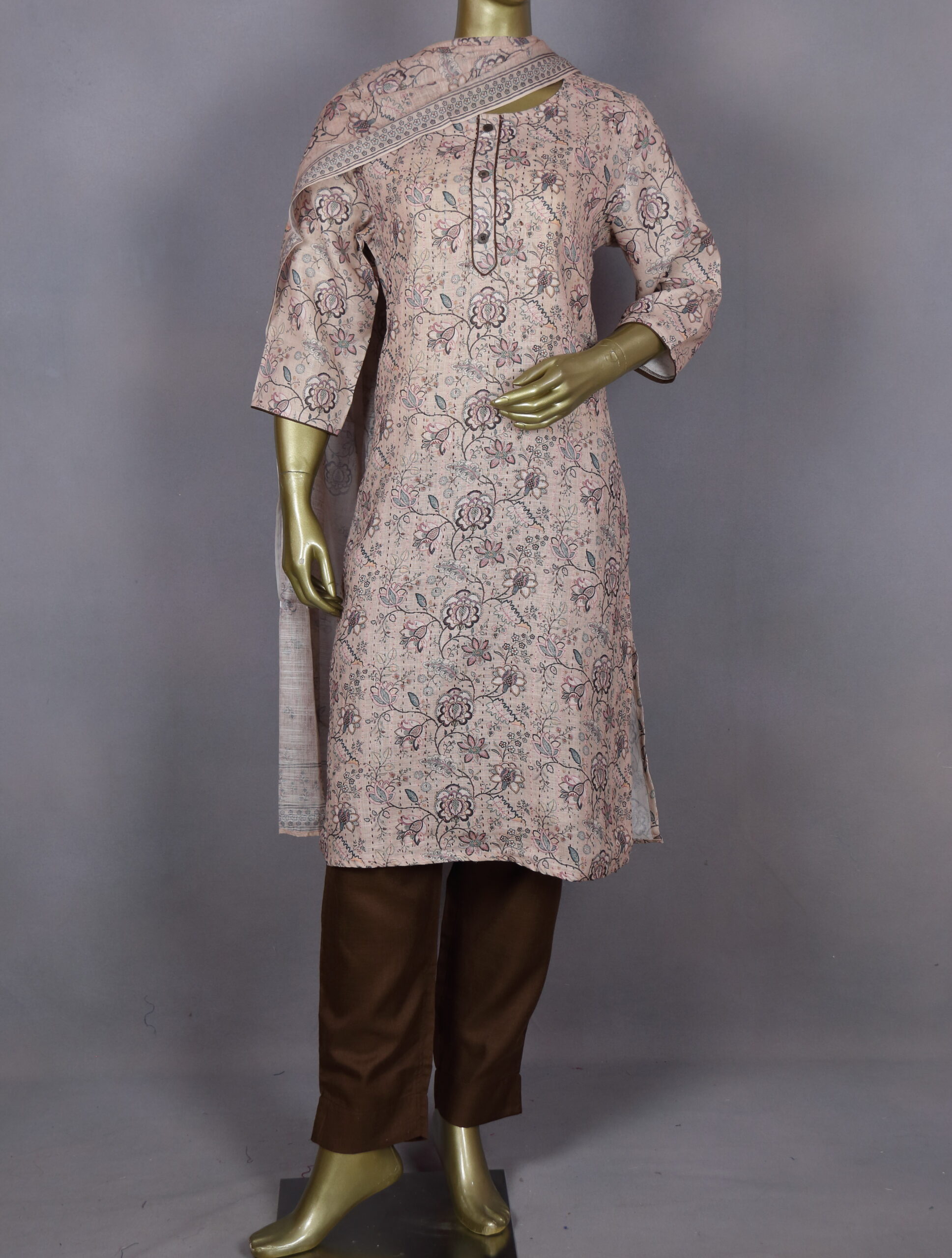 Creative Cotton Salwar Suits | Cream | AB0006
