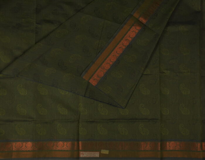 Embossed Cotton Saree | Green | LX0013