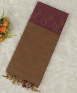 Embossed Cotton Saree | Cream | LX0014