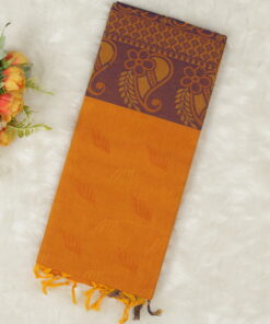 Embossed Cotton Saree | Yellow | LX0014