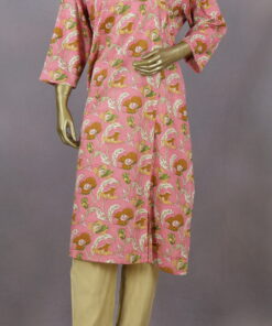 Angrakha Cotton Kurti | Pink | PM0003