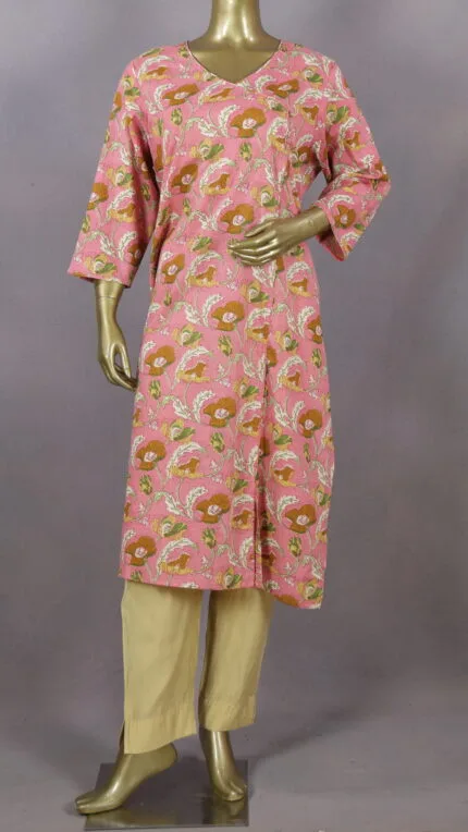 Angrakha Cotton Kurti | Pink | PM0003