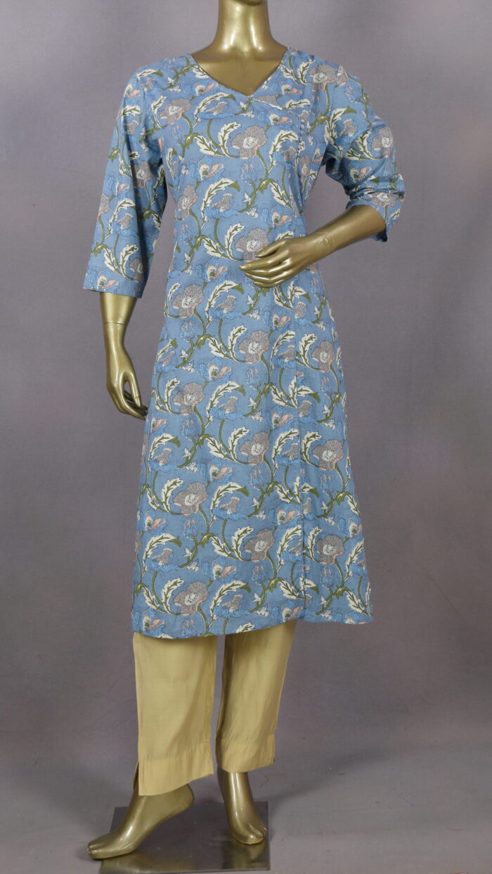 Angrakha Cotton Kurti | Blue | PM0003