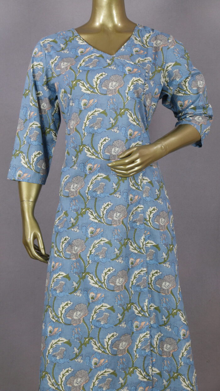 Angrakha Cotton Kurti | Blue | PM0003