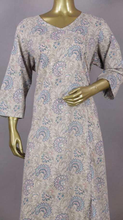 Angrakha Cotton Kurti | Ash | PM0019