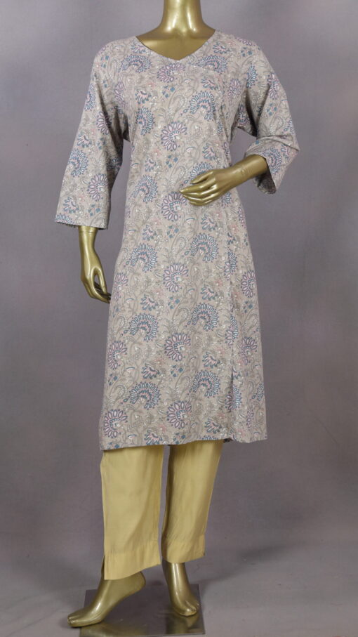 Angrakha Cotton Kurti | Ash | PM0019