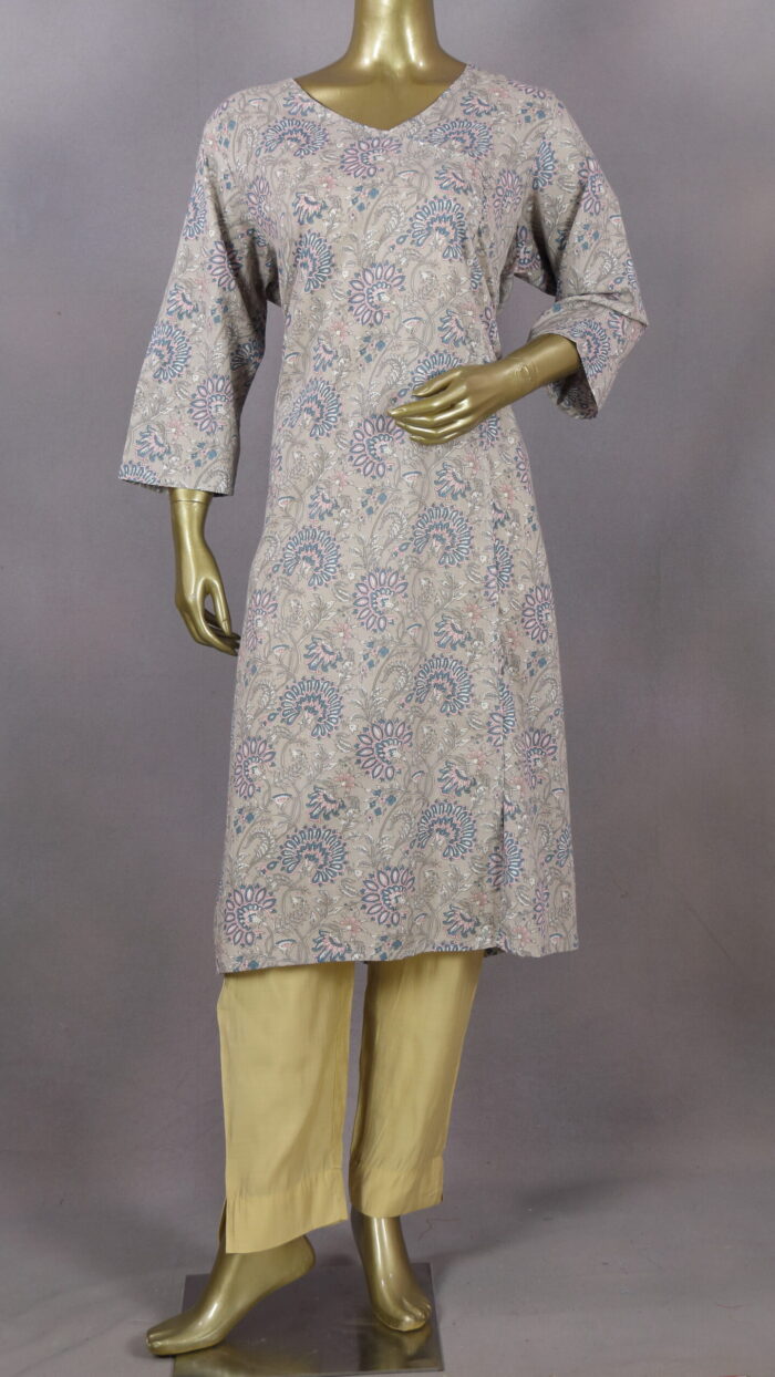 Angrakha Cotton Kurti | Ash | PM0019
