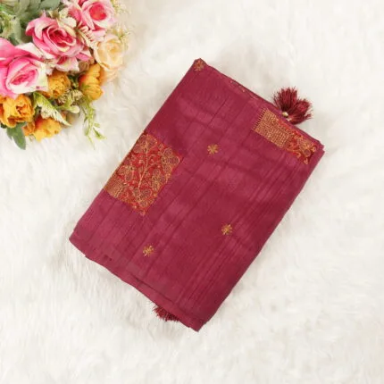 Beautiful Matka Silk Saree | Dark Pink | KV0019