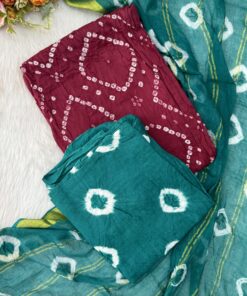     Pure Cotton Material crushed Bandhini prints with bottom and dupatta. 