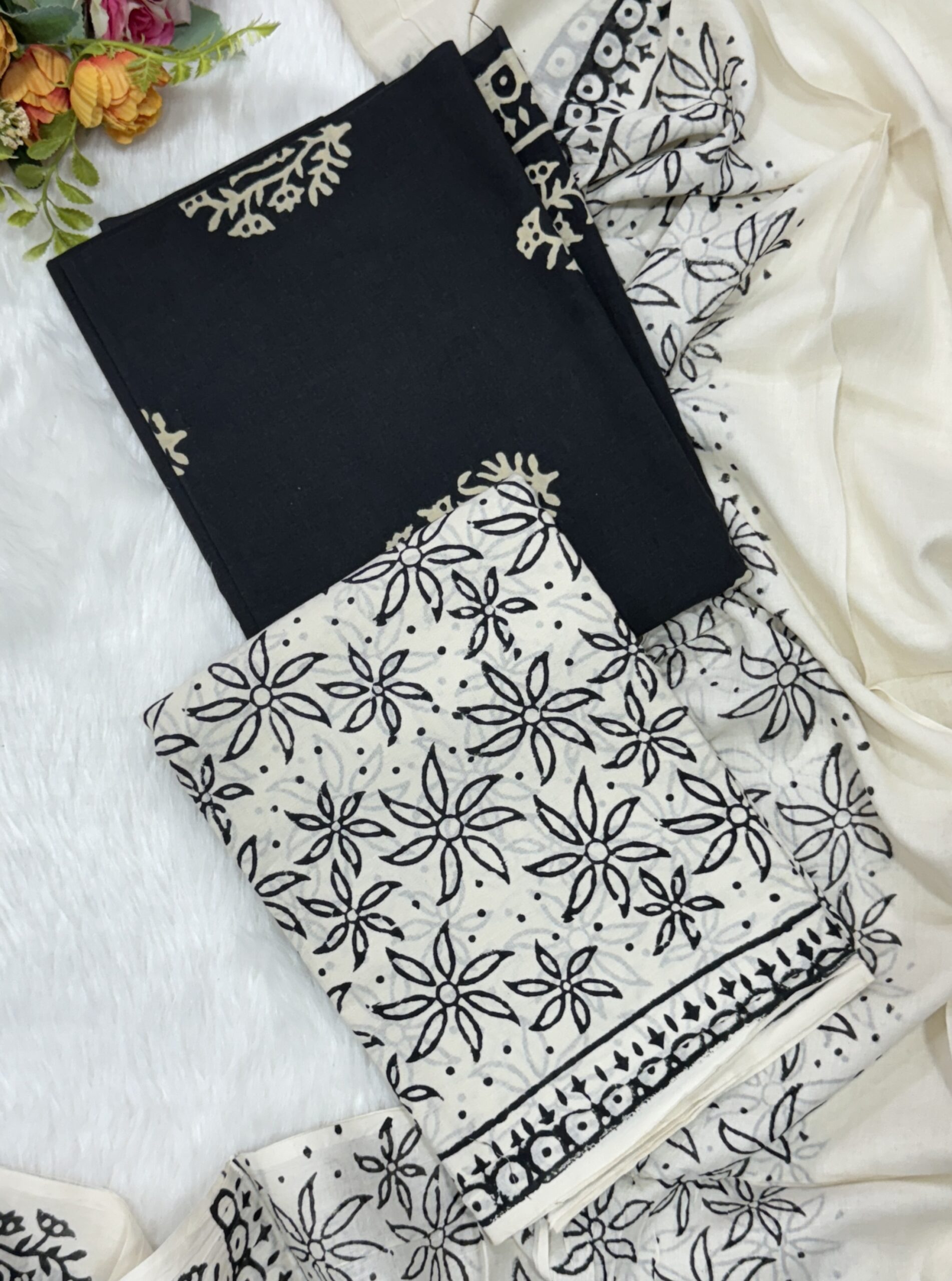 Pure cotton material  in beautiful floral prints with pant and dupatta