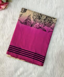 Beautiful crepe silk saree with floral designs with contrast  border and blouse.