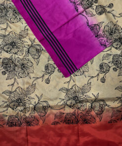 Beautiful crepe silk saree with floral designs with contrast  border and blouse.