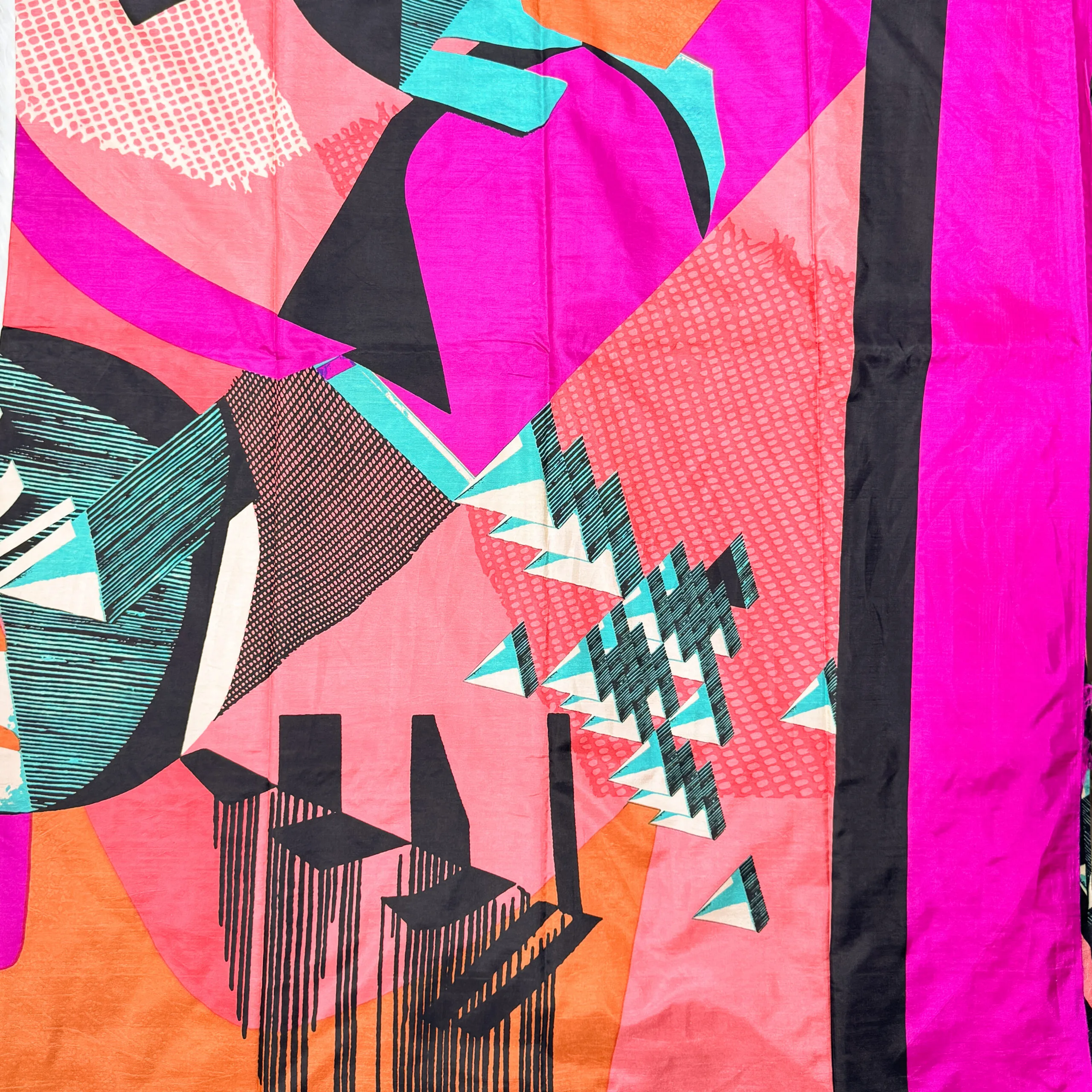 Beautiful crepe silk saree with multicolour designs with  blouse.