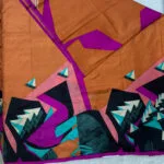 Beautiful crepe silk saree with multicolour designs with blouse.