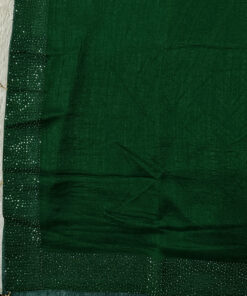 A beautiful printed saree has a white stone border comes with blouse and pallu with tassels.