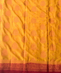 Beautiful crepe silk saree with jacquard buttas with contrast banarasi border and blouse.