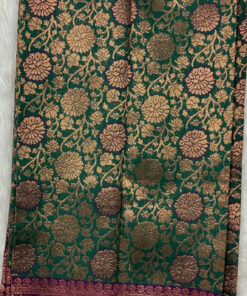 Beautiful silk saree with floral zari weaves and stones comes with contrast border, blouse and pallu.