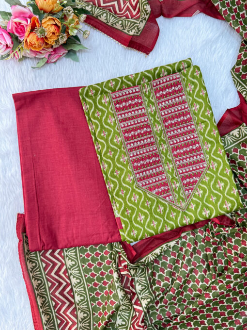 Pure Cotton Material with pant and dupatta