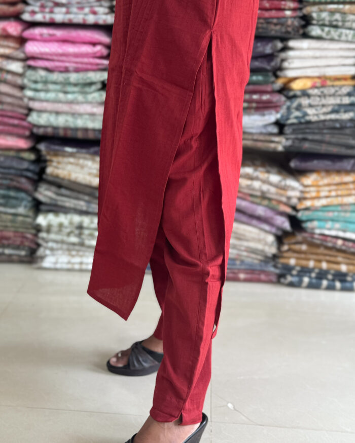 Modern Khadi Cotton Kurta Pant Set