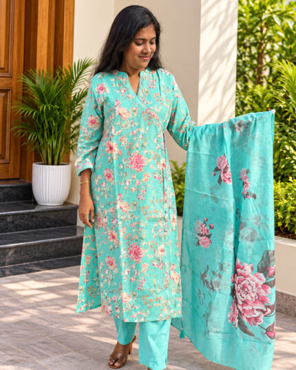 Angrakha Linen Salwar Set for women