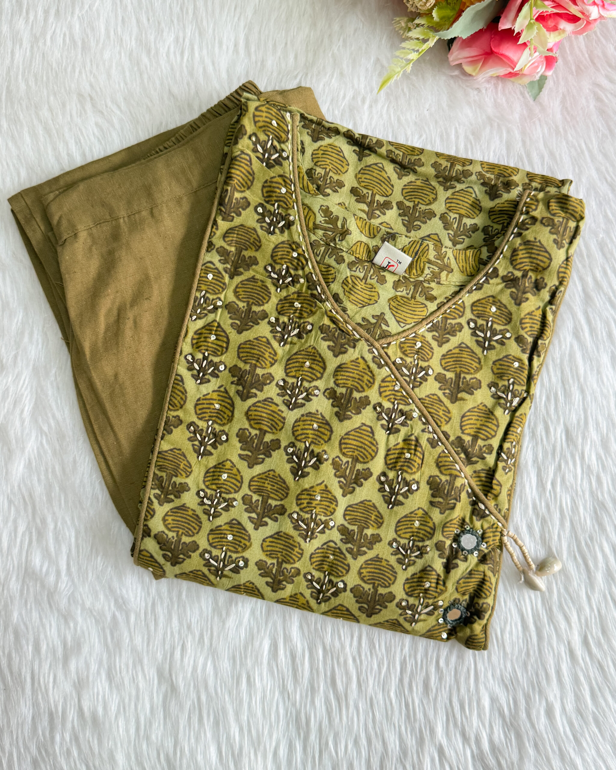 Fantastic Angrakha Cotton Kurta Pant Set