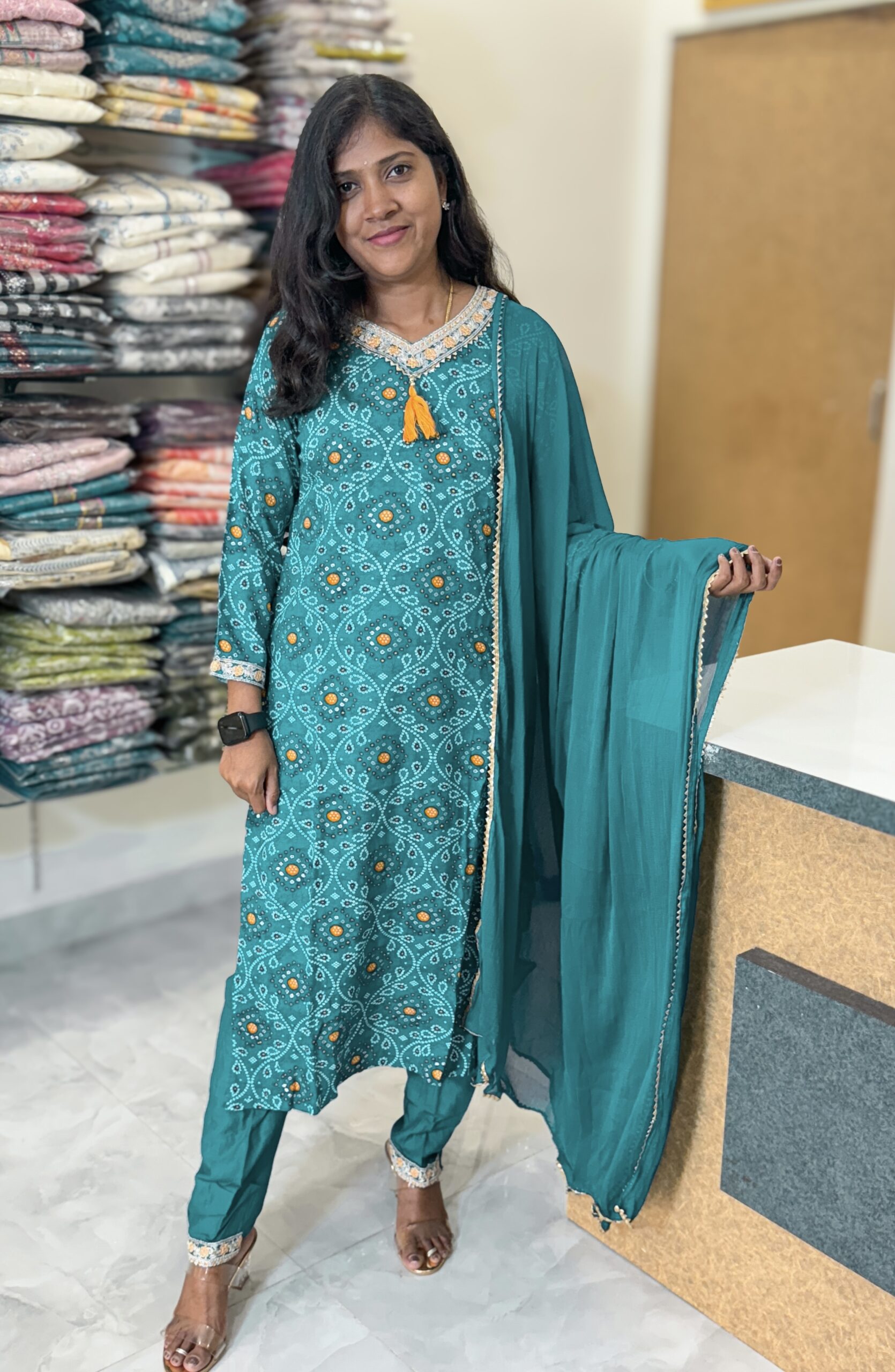 Festive Wear Rayon Salwar Set | Peacock Green | SU0033