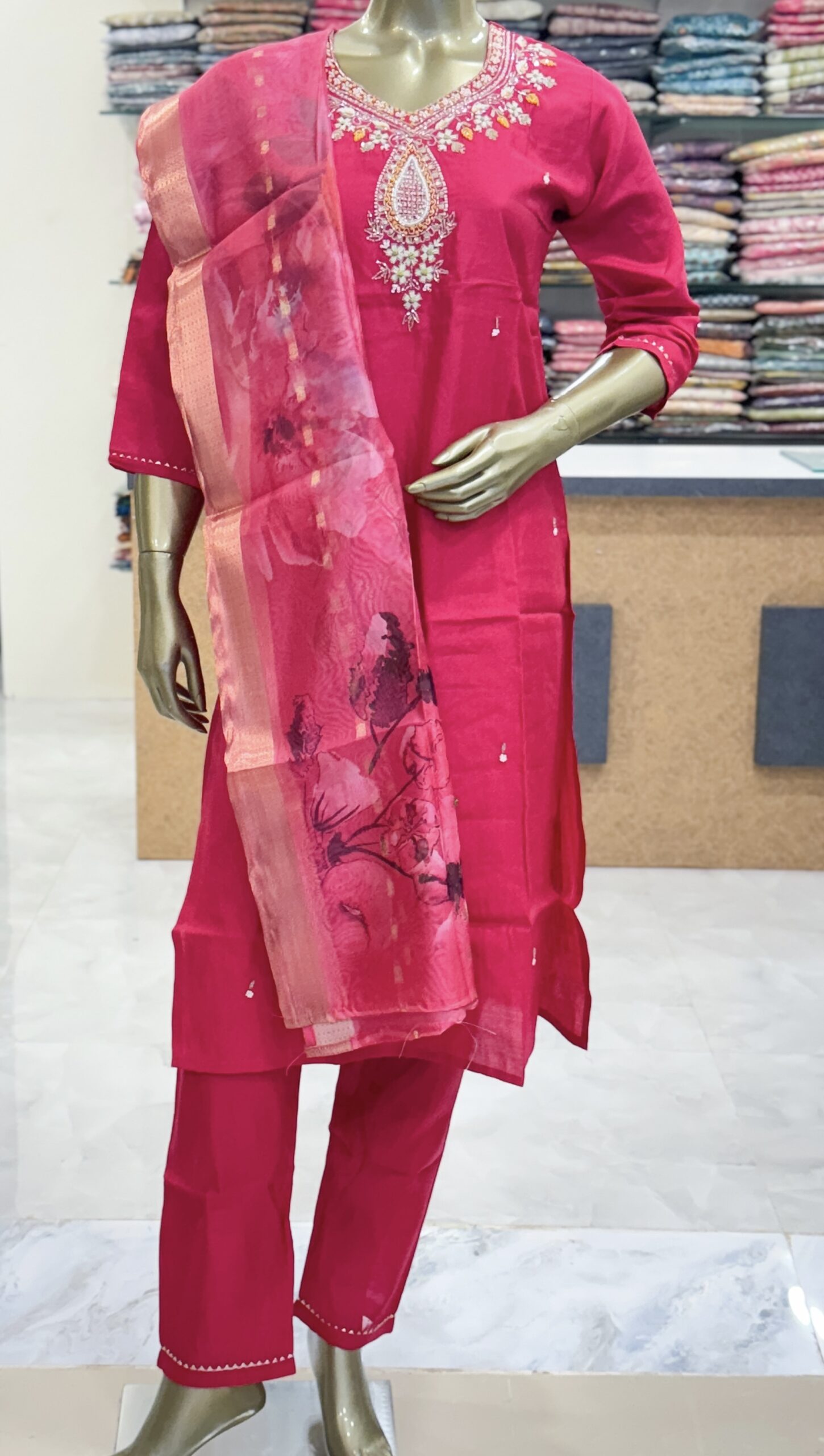 Standard Muslin Salwar Set | Pink | SU0055