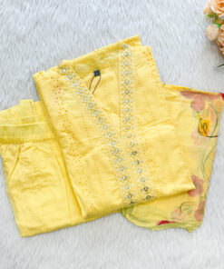 Festive Wear Cotton Salwar Set | Yellow | SU0061