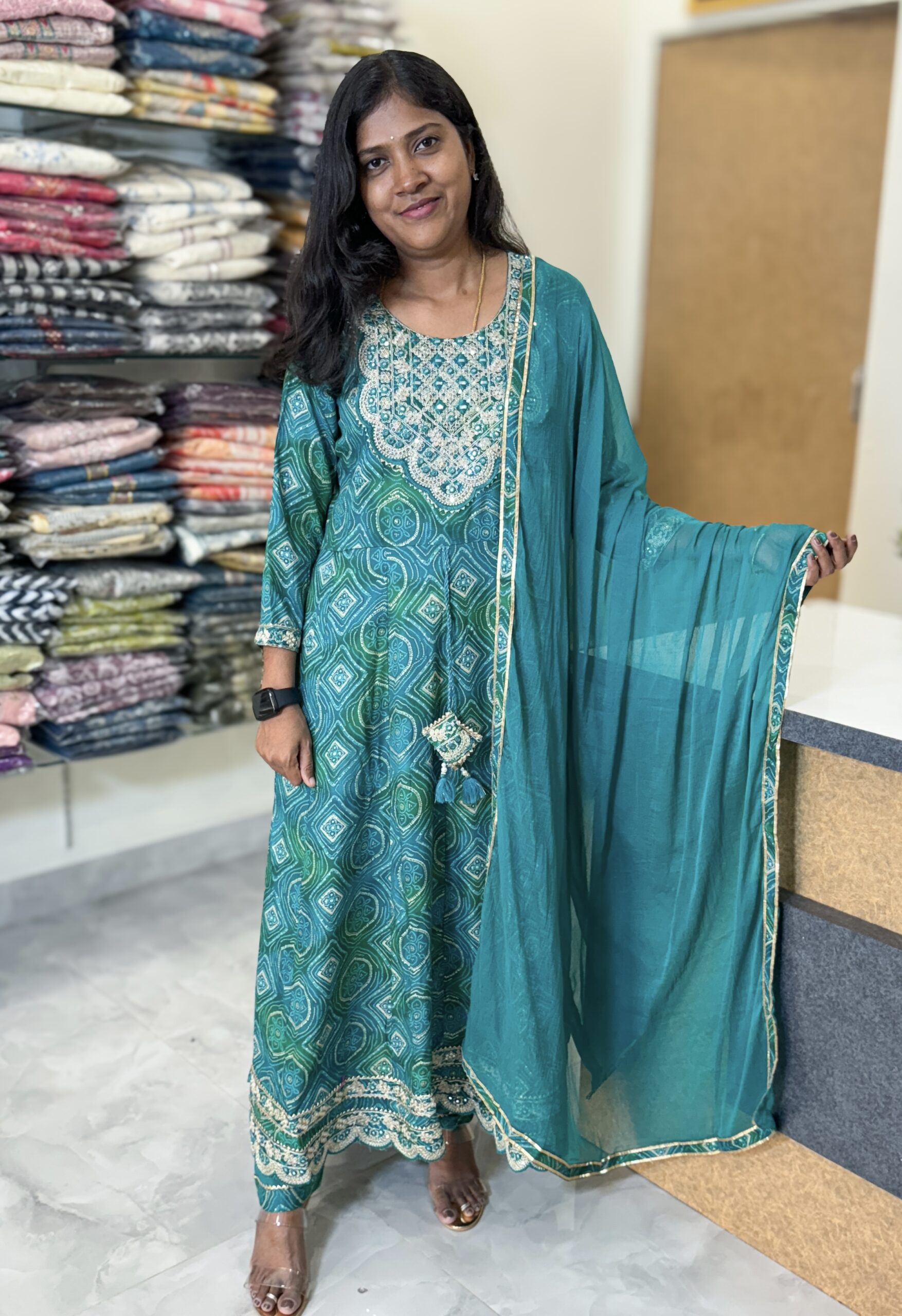 Trending Rayon Salwar Set | Peacock Green | SU0063