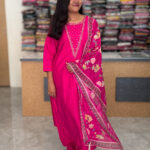 Shining Roman Silk Salwar Set for women.