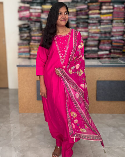 Shining Roman Silk Salwar Set for women.