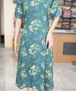 Regular Wear Cotton Gown | Green | JY0023A