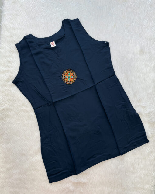 Modern Wear Silk Short Top | Navy Blue | 7