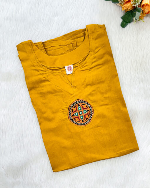 Party Wear Silk Short Top | Mustard | 6