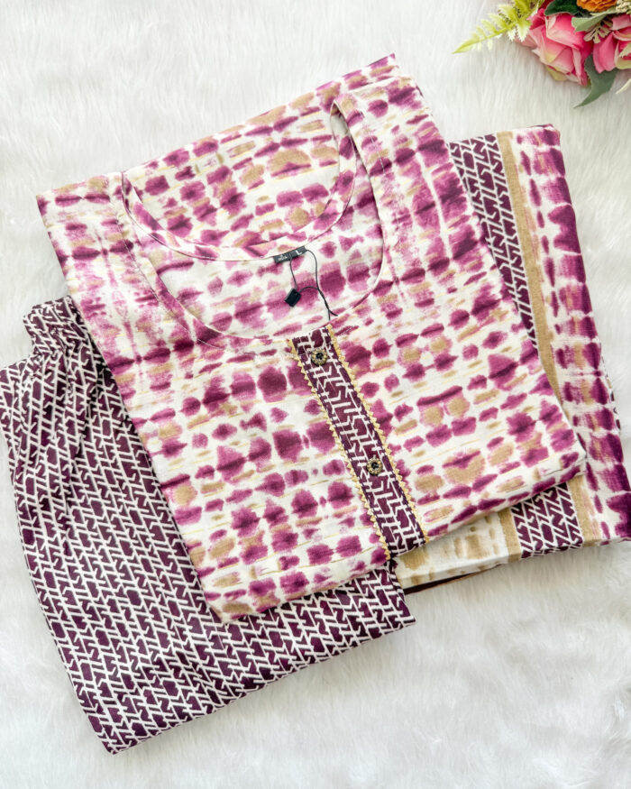 Office Wear Cotton Salwar Set | Magenta | VK0012