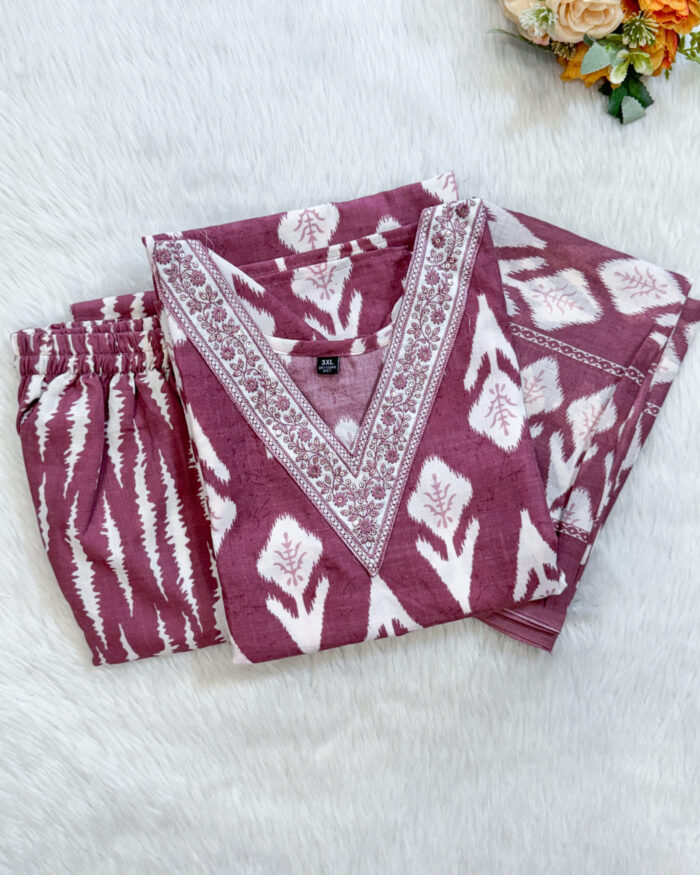 Regular Wear Cotton Salwar Set | Onion | MC2596B