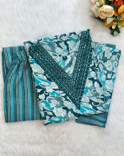 Regular Wear Cotton Salwar Set | Blue | MC0093