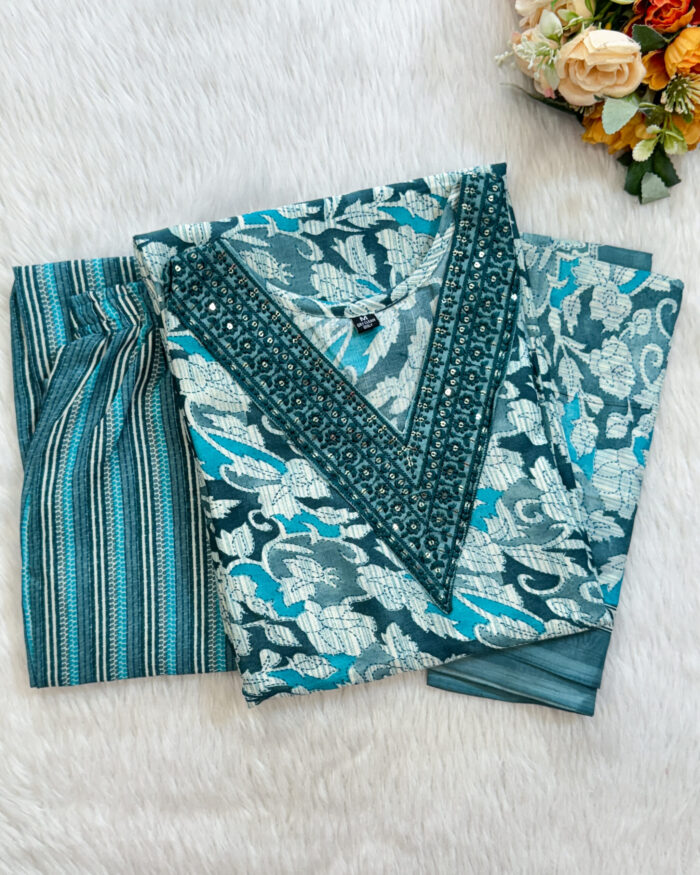 Regular Wear Cotton Salwar Set | Blue | MC0093